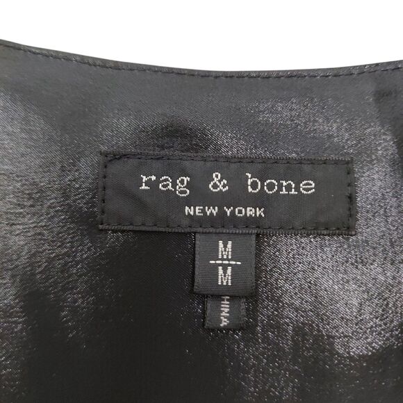 Rag & Bone Debbie Top Womens Medium Black Long Sleeve Front Slits V-Neck Chic - Picture 10 of 12